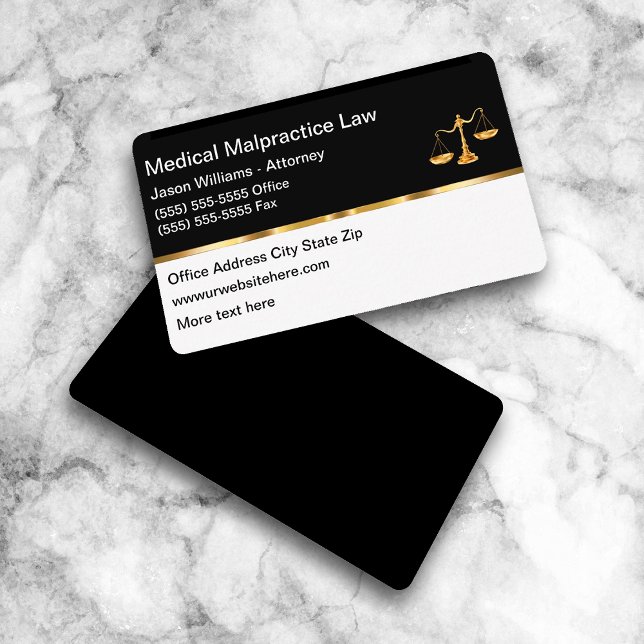 Classy Medical Malpractice Attorney Business Cards (Creator Uploaded)