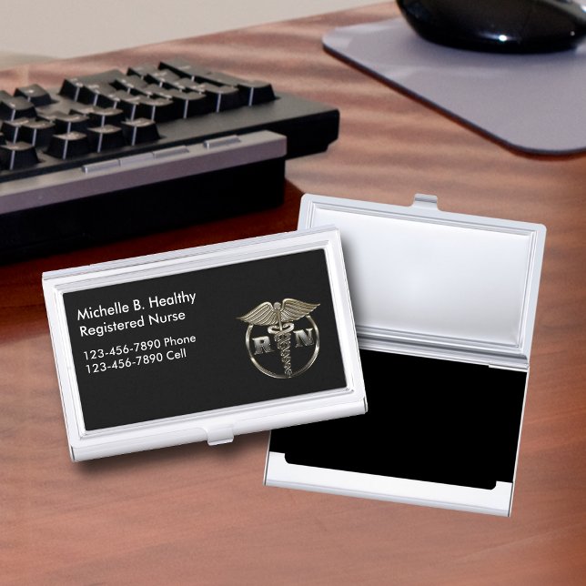 Classy Medical Nurse Business Card Cases (Creator Uploaded)