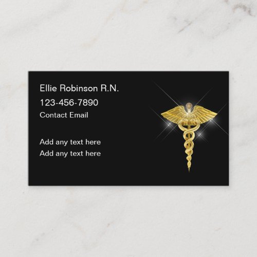 Classy Medical Nurse Caduceus Business Cards