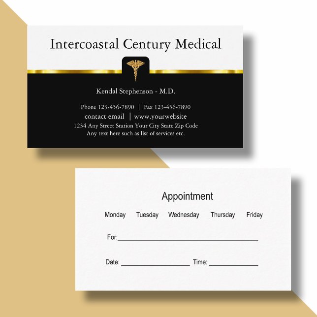 Classy Medical Office Appointment Business Cards (Creator Uploaded)