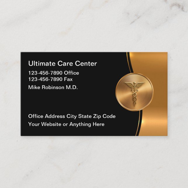 Classy Medical Office Care Doctor Business Cards (Front)
