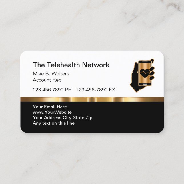 Classy Medical Telehealth Professional Business Card (Front)