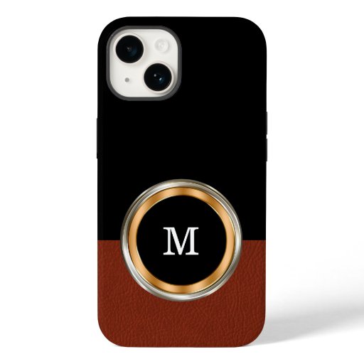 Classy Mens Monogram Leather Art Case-Mate iPhone 14 Case