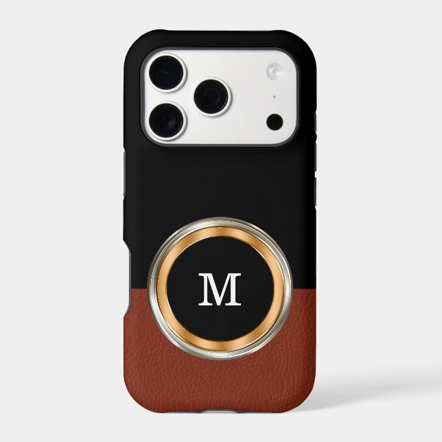 Classy Mens Monogram Leather Art Iphone Case (Back)