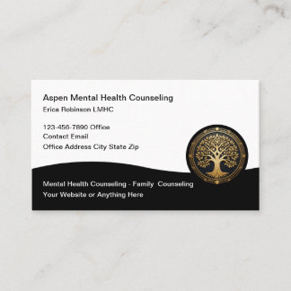 Classy Mental Health Counseling Tree of Life Theme Business Card
