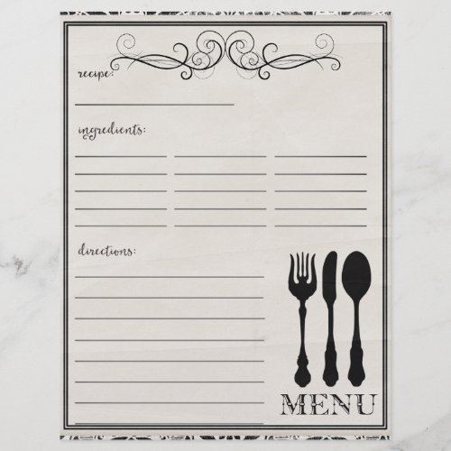 Classy Menu Double_sided Recipe Inserts