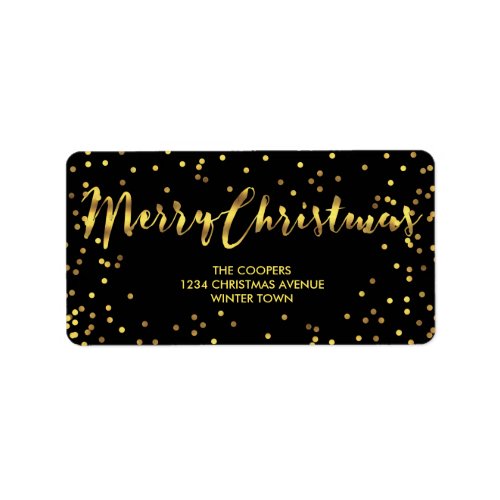 Classy Merry Christmas Gold Foil Confetti Black Label