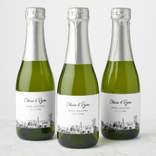 Classy Mesa Arizona Wedding Favor Custom Mini Sparkling Wine Label