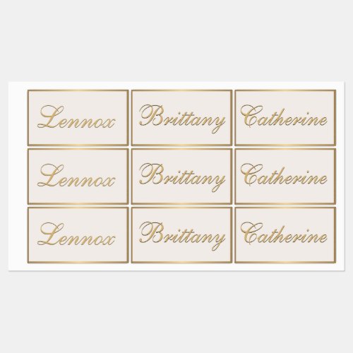 Classy Metallic Gold Personalized Kids Ivory Labels