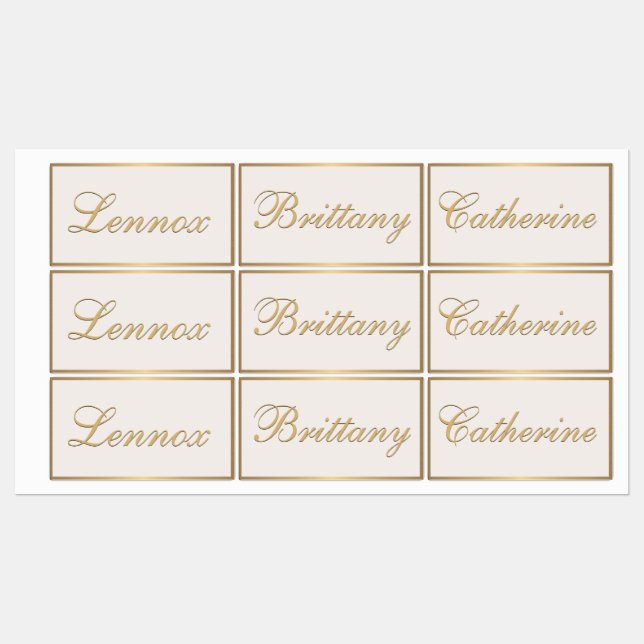 Classy Metallic Gold Personalized Kid's Ivory Labels (Sheet)