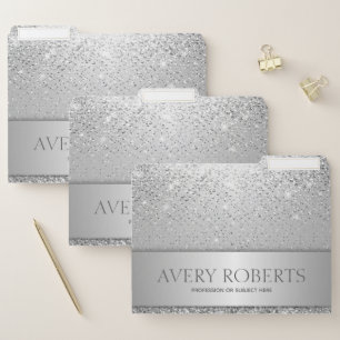 Classy  metallic silver glitter file folder