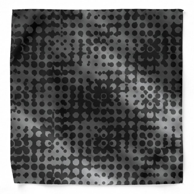 Classy Metallic Silver Halftone Dots Silver Gray Bandana (Front)