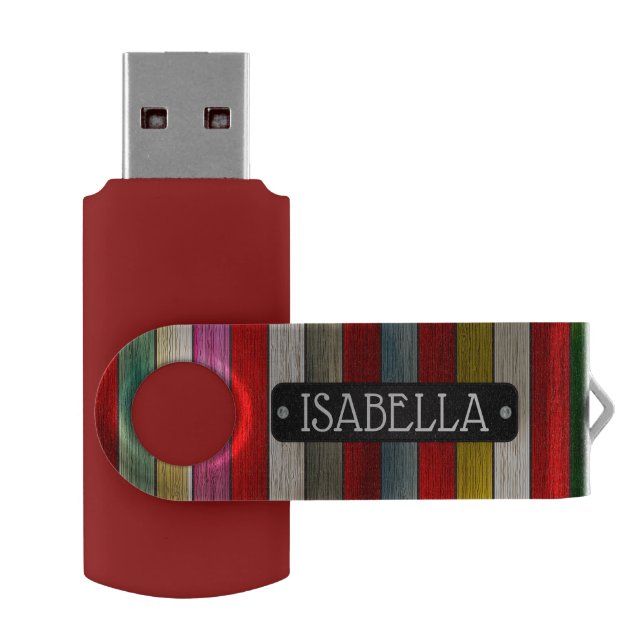 Classy Metallic Stripes | Multicolored Flash Drive (Opened)