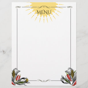 Classy Mexican corn peppers menu letterhead