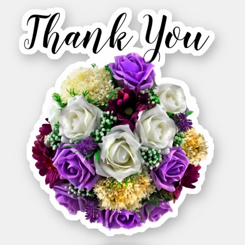 Classy Micro Wedding Bouquet Thank You Stickers