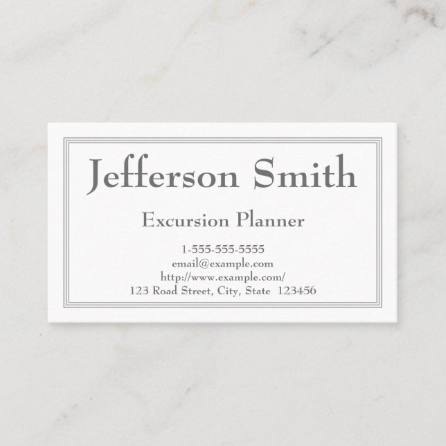 Classy & Minimal Excursion Planner Business Card (Front)