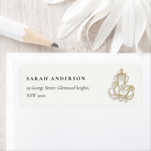 Classy Minimal Gold Ganesh Indian Address Label