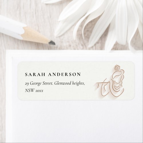 Classy Minimal Gold Krishna Indian Address Label