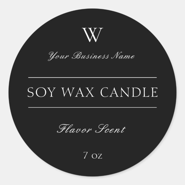 Classy Minimal Monogram Candle Product Label (Front)