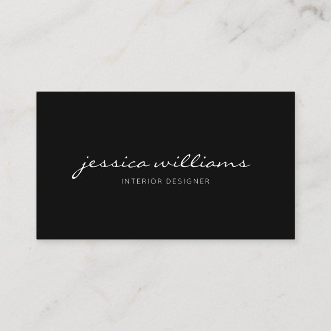 Classy Minimal Stylish Script Black Business Card (Front)