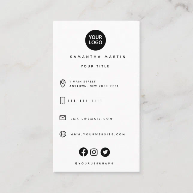 Classy Minimalist Black and White Business Card Zazzle