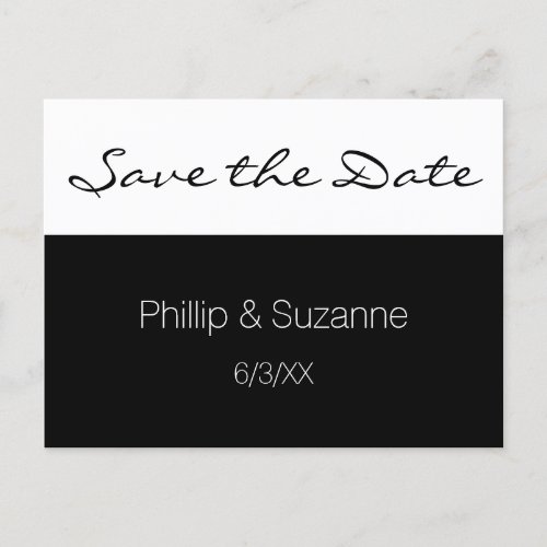 Classy Minimalist Black and White Save the Date Invitation Postcard
