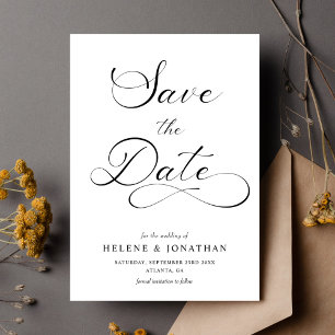 Classy Minimalist Black White Elegant Wedding Save The Date
