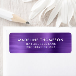 Classy Minimalist Brushed Metal Purple Violet Label