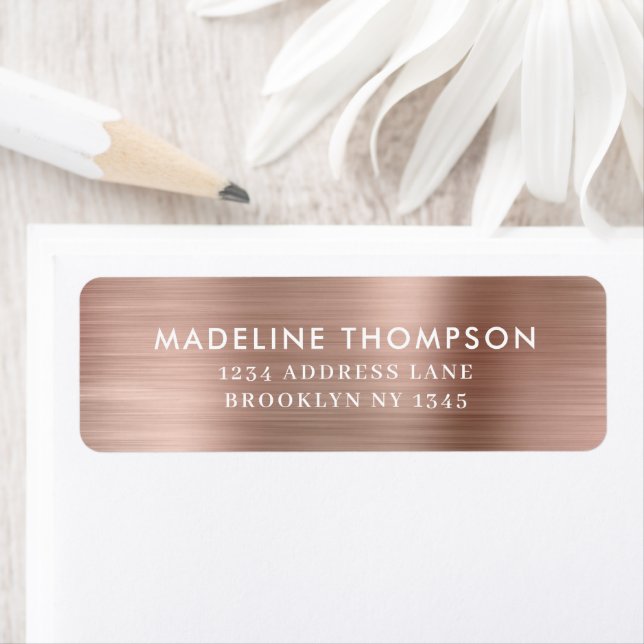 Classy Minimalist Brushed Metal Rose Gold Label (Insitu)