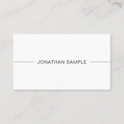 Classy Minimalist Design White Professional Plain Business Card