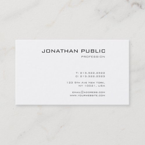 Classy Minimalist Modern Trendy Design Clean Plain Business Card