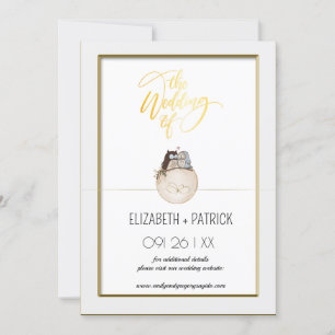 Classy minimalist ,owls in love save the date invitation