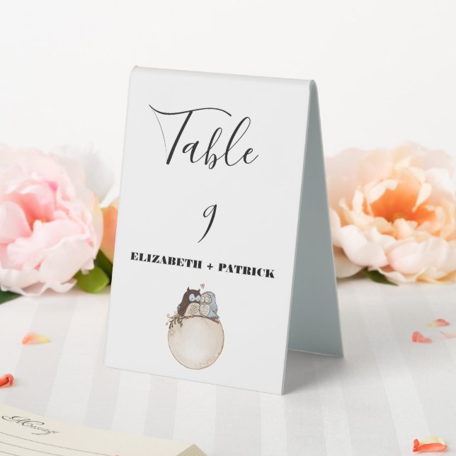 Classy minimalist ,owls in love table tent (In SItu (Wedding))