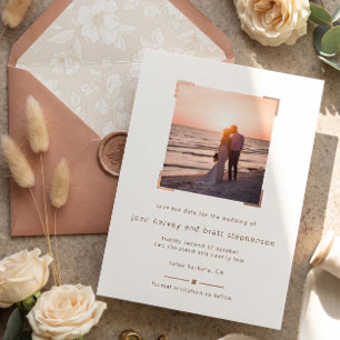 Classy Minimalist Photo Wedding Save the Date Foil Invitation
