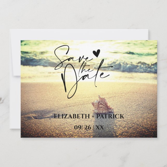 Classy minimalist, tropical beach save the date (Front)