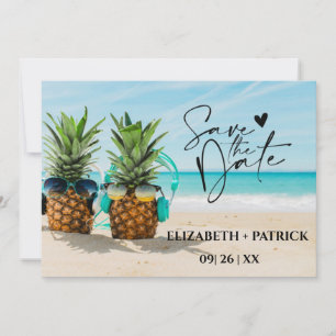 Classy minimalist, tropical beach save the date