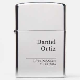 Classy Minimalist Wedding Groomsmen Best Man Gift Zippo Lighter