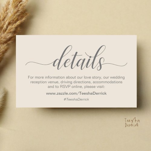 Classy Minimalist Wedding Information and Details Enclosure Card
