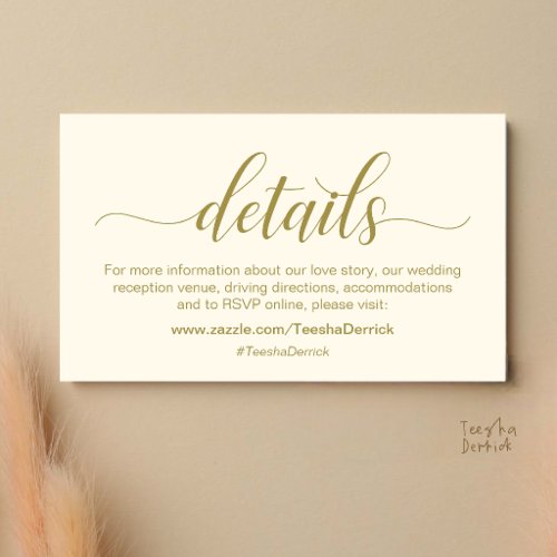 Classy Minimalist Wedding Information and Details Enclosure Card
