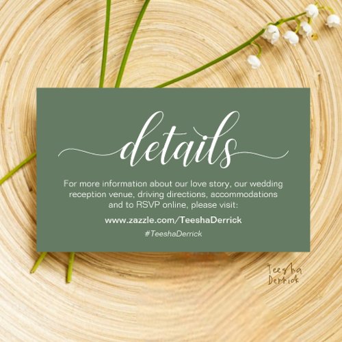 Classy Minimalist Wedding Information and Details Enclosure Card