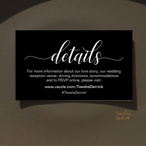 Classy Minimalist Wedding Information and Details Enclosure Card