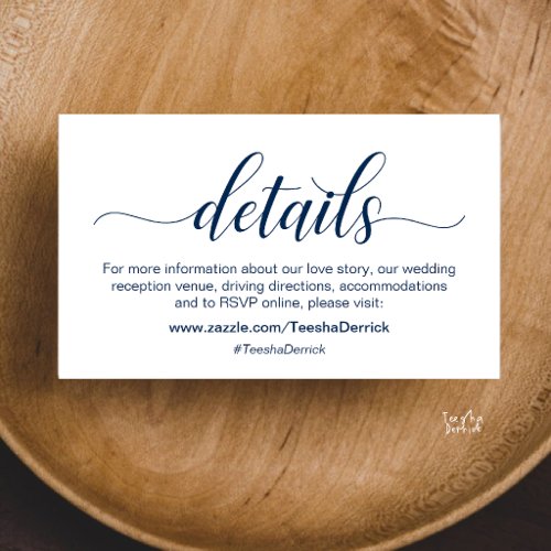 Classy Minimalist Wedding Information and Details Enclosure Card