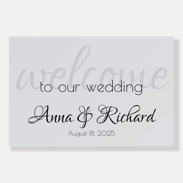 Classy Minimalist Welcome Wedding Sign (Front)