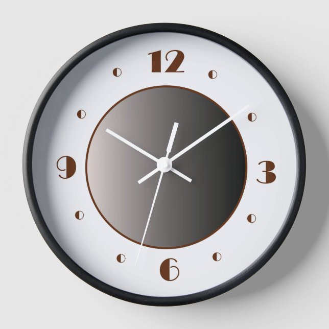 Classy Minimalist White Tan/ Broadway Numerals  Clock (Front)