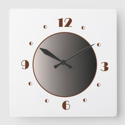 Classy Minimalist White with Tan Numerals Square W Square Wall Clock