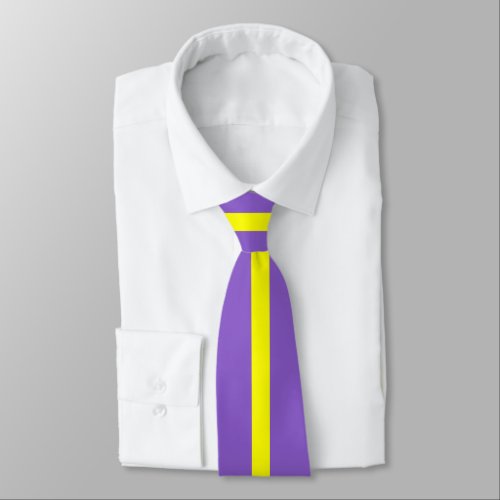 Classy Minimalist Yellow Stripe on Violet Tie
