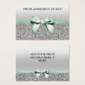 Classy Mint Bow & Silver Glitter Prom Admission (Front & Back)