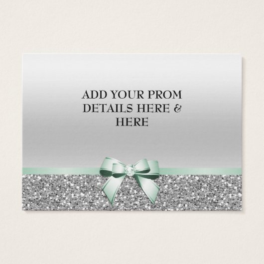 Classy Mint Bow & Silver Glitter Prom Admission (Back)