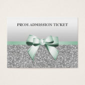 Classy Mint Bow & Silver Glitter Prom Admission (Front)