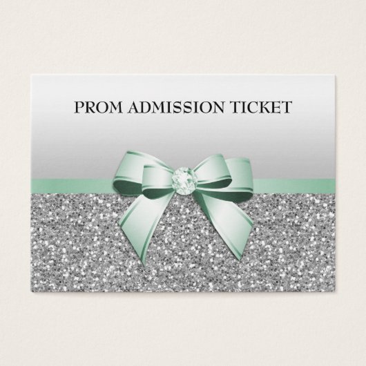 Classy Mint Bow & Silver Glitter Prom Admission (Front)